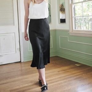 NWT Black Quince 100% Washable Silk Skirt